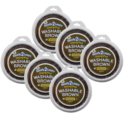 Ready Jumbo Circular Washable Stamp Pad - Brown - 5.75" Dia. - Pack Of 6 CE-6611-6