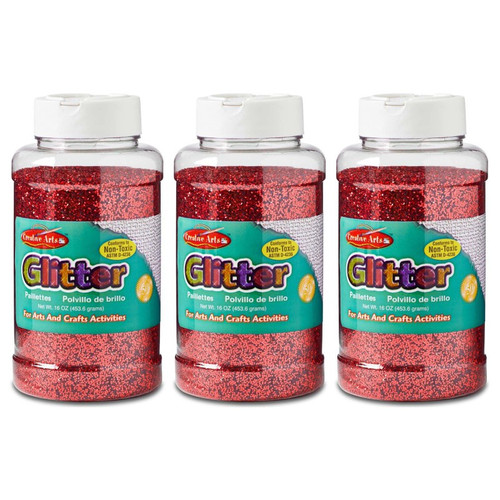 Charles Creative Arts Glitter, 1 Lb. Bottle, Red, Pack Of 3 CHL41130-3