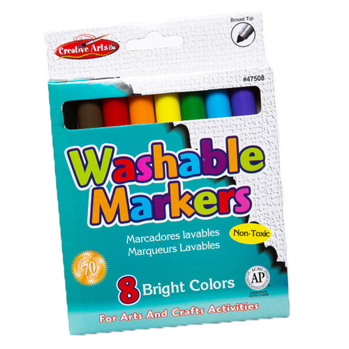 Charles Creative Arts Washable Markers Broad Tip, Assorted Colors, Pack Of 8 CHL47508