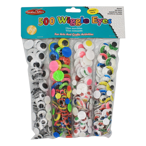 Charles Creative Arts Wiggle Eyes Classpack, Assorted Sizes & Colors, Pack Of 500 CHL64595
