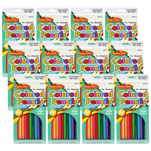Charles Pre-Sharpened Colored Pencils, Assorted Colors, 7 Inches, 12 Per Set, 12 Sets CHL67512-12