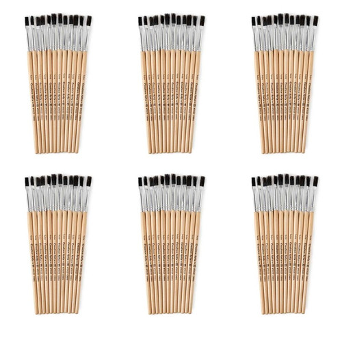 Charles Flat Tip Paint Brushes, 1/4" Natural Bristle, Short, 12 Per Set, 6 Sets CHL73125-6