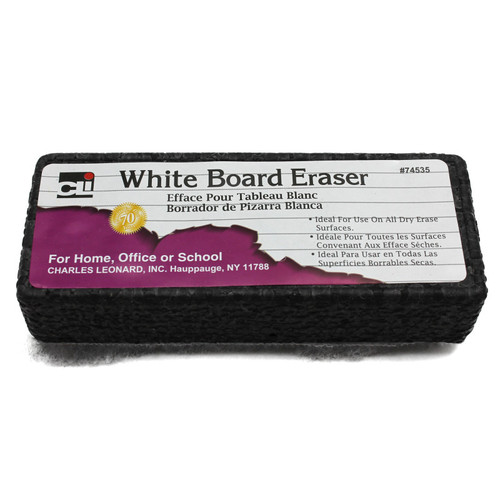 Charles Whiteboard Eraser, Felt/Foam, Gray & Black, 1 Eraser CHL74535
