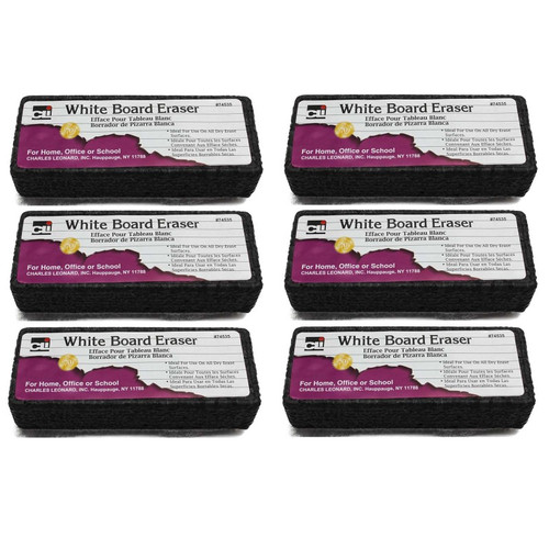 Charles Whiteboard Eraser, Felt/Foam, Gray And Black, Pack Of 6 CHL74535-6