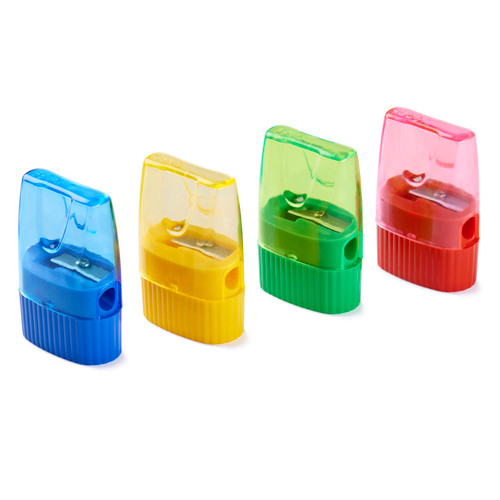 Charles Pencil Sharpener With Shaving Receptacle And Cone Shape, Assorted Colors CHL80730