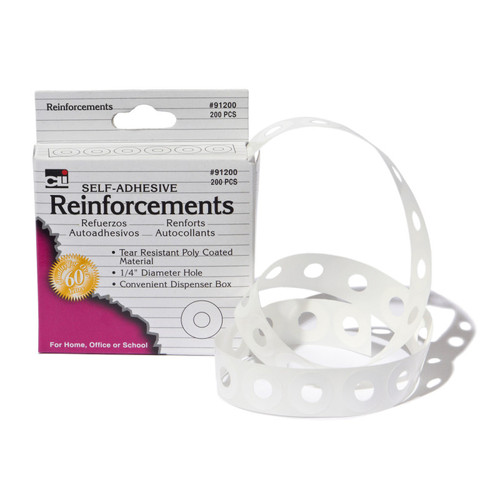 Charles Paper Hole Reinforcements, Self-Adhesive, 1/4 Inch Holes Reinforcements In Dispenser Box, White, 200/Box CHL91200