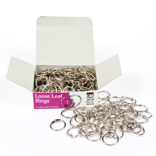 Charles Loose Leaf Rings With Snap Closure, Nickel Plated, 1/2 Inch Diameter, 100/Box CHLR09