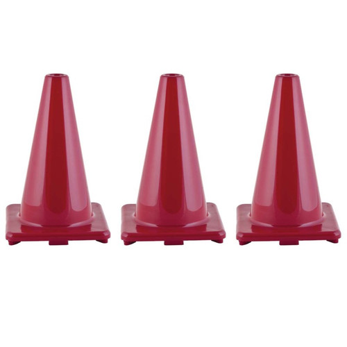 Champion Hi-Visibility Flexible Vinyl Cone, 12", Red, Pack Of 3 CHSC12RD-3