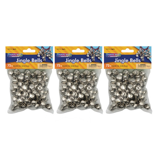 Creativity Jingle Bells, Silver, 5/8", 72 Per Pack, 3 Packs CK-3114-3