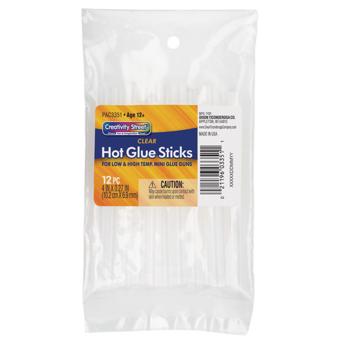 Creativity Hot Glue Sticks, Clear, 4" X 0.3125", 12 Pieces CK-3351