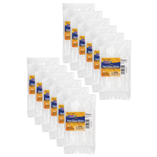 Creativity Hot Glue Sticks, Clear, 4" X 0.3125", 12 Per Pack, 12 Packs CK-3351-12