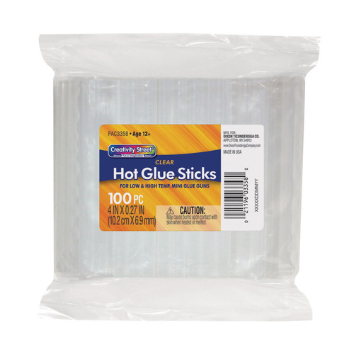 Creativity Hot Glue Sticks Classroom Pack, Clear, 4" X 0.27", 100 Pieces CK-3358