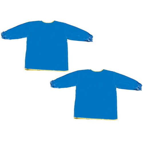 Creativity Long Sleeve Plastic Art Smock, Ages 3+, Blue, 22" X 18", Pack Of 2 CK-520802-2
