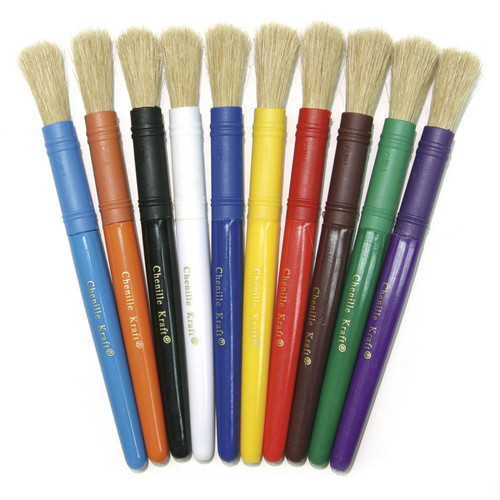 Creativity Beginner Paint Brushes, 10 Assorted Colors, 7" Long, 10 Brushes CK-5900