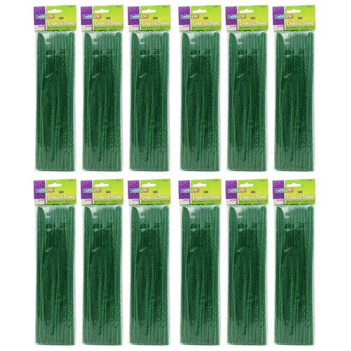 Creativity Regular Stems, Dark Green, 12" X 4 Mm, 100 Per Pack, 12 Packs CK-71128-12