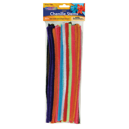 Creativity Giant Stems, Assorted Colors, 12" X 12 Mm, 50 Pieces CK-712001