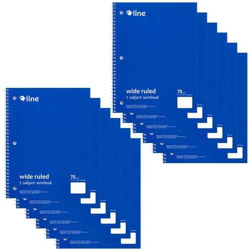 C-Line 1-Subject Notebook, 70 Page, Wide Ruled, Blue, Pack Of 12 CLI22038-12
