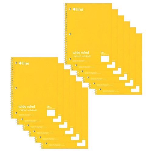 C-Line 1-Subject Notebook, 70 Page, Wide Ruled, Yellow, Pack Of 12 CLI22040-12