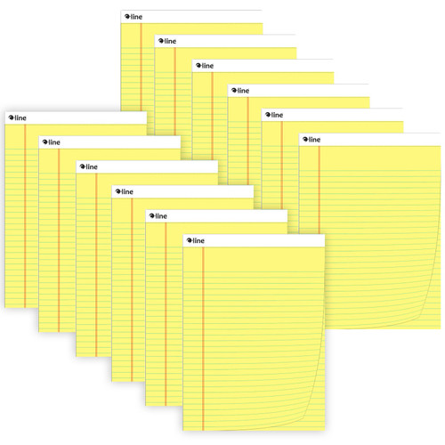 C-Line Legal Pad, Wide Ruled, Yellow, 50 Sheets, Pack Of 12 CLI25106-12