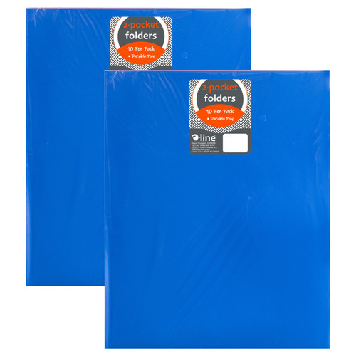 C-Line Two-Pocket Heavyweight Poly Portfolio Folder, Primary Colors, 10 Per Pack, 2 Packs CLI32950-2