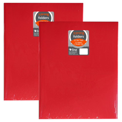 C-Line Two-Pocket Heavyweight Poly Portfolio Folder With Prongs, Red, 10 Per Pack, 2 Packs CLI32964-2