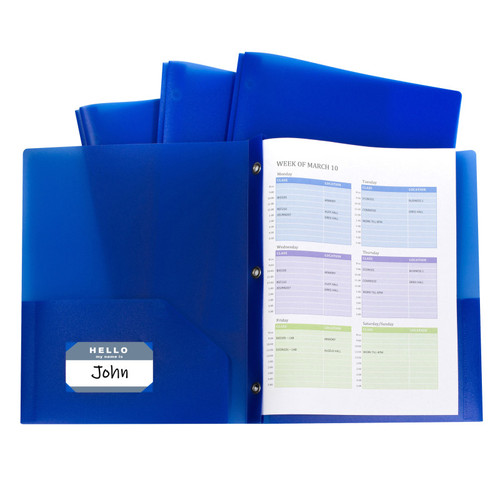 C-Line Two-Pocket Heavyweight Poly Portfolio Folder With Prongs, Blue, Pack Of 10 CLI32965