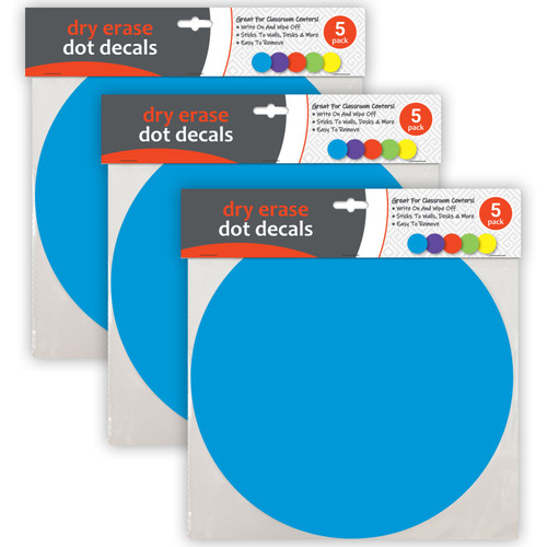 C-Line Dry Erase Dot Decals, Assorted, 11", 5 Per Pack, 3 Packs CLI40520-3