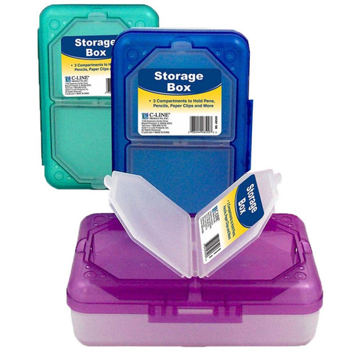 C-Line Storage Box, 3 Compartments, Assorted Colors, Pack Of 3 CLI48500-3