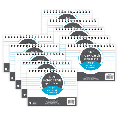 C-Line Spiral Bound Index Card Notebook, 4" X 6", Ruled, Pack Of 10 CLI48909-10