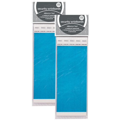 C-Line Dupont Tyvek Security Wristbands, Blue, 100 Per Pack, 2 Packs CLI89105-2
