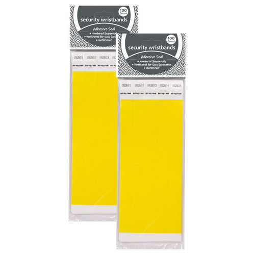 C-Line Dupont Tyvek Security Wristbands, Yellow, 100 Per Pack, 2 Packs CLI89106-2