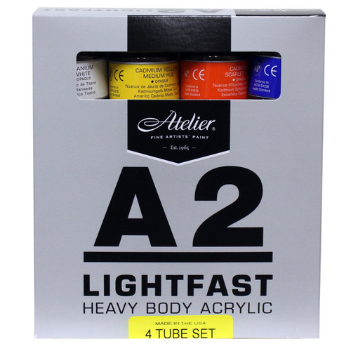 Atelier A2 Heavy Body Lightfast Artist Acrylic, 120 Ml Tubes, 4 Color Set CRM7295
