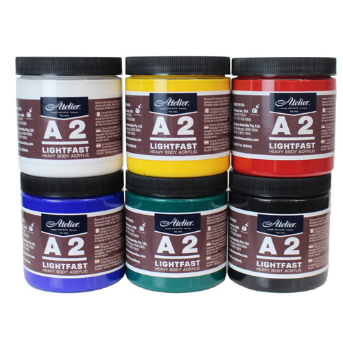 Atelier A2 Heavy Body Lightfast Artist Acrylic, 237 Ml Jars, 6 Color Set CRM7389