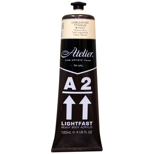 Atelier A2 Heavy Body Lightfast Artist Acrylic, 4 Oz., Unbleached Titanium CRM765