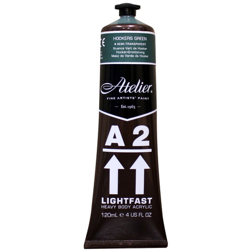 Atelier A2 Heavy Body Lightfast Artist Acrylic, 4 Oz., Hookers Green Hue (Forest Green Hue) CRM767