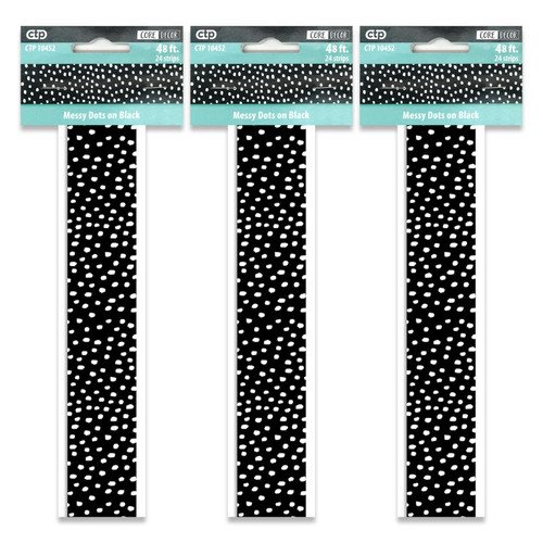 Creative Messy Dots On Black Ez Border, 48 Feet Per Pack, 3 Packs CTP10452-3