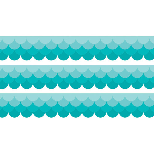 Creative Painted Palette Ombre Turquoise Scallops Ez Border, 48 Feet Per Pack, 3 Packs CTP10533-3