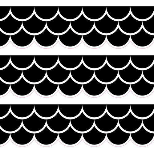 Creative Black Scallops Ez Border, 48 Feet Per Pack, 3 Packs CTP10674-3