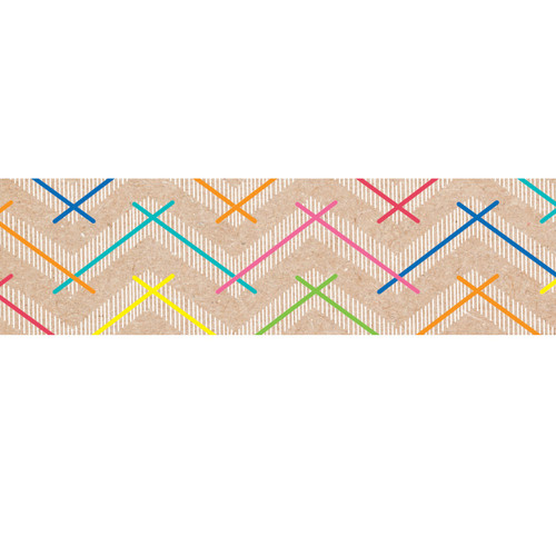 Creative Krafty Pop Colorful Kraft Chevron Ez Border, 48 Feet CTP10903