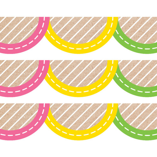 Creative Krafty Pop Colorful Kraft Jumbo Scallops Ez Border, 48 Feet Per Pack, 3 Packs CTP10906-3