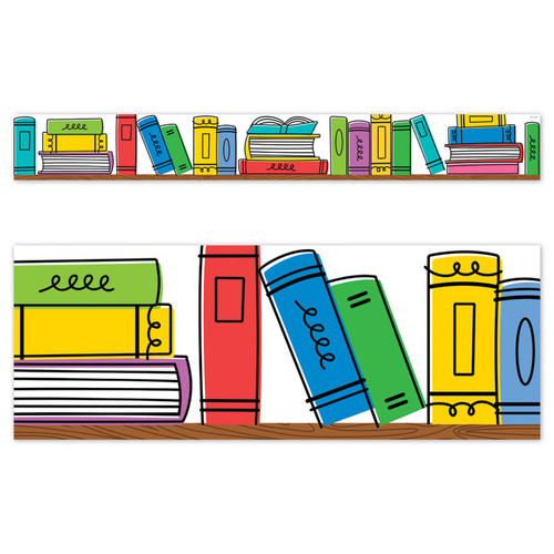 Creative Core Decor Doodle Bookshelf Ez Border, 48 Feet CTP10934