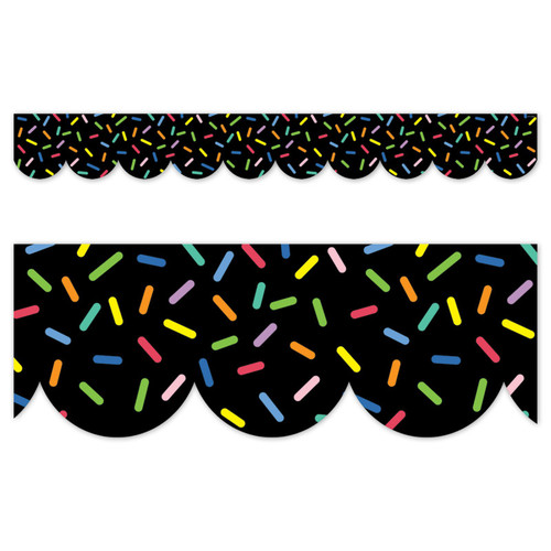 Creative Core Decor Sprinkles On Black Ez Border, Bulletin Board Border, 48 Feet CTP11055