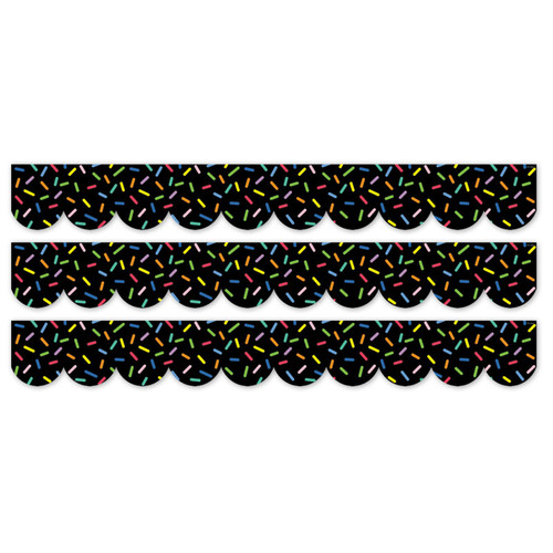 Creative Core Decor Sprinkles On Black Ez Border, Bulletin Board Border, 48 Feet Per Pack, 3 Packs CTP11055-3