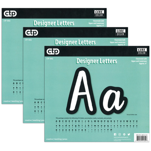Creative Bold & Bright Classroom Café 4" Designer Letters, 212 Per Pack, 3 Packs CTP1842-3