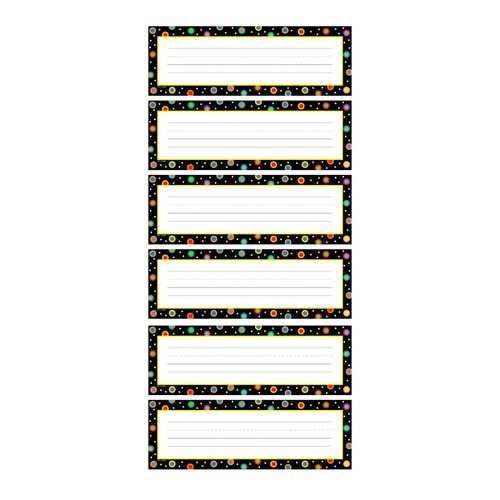 Creative Dots On Black Name Plates, 36 Per Pack, 6 Packs CTP4499-6