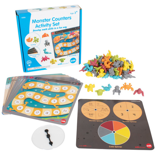 Edxeducation Monster Counters Activity Set - Set Of 36 - 10 Double-Sided Activity Boards CTU13836