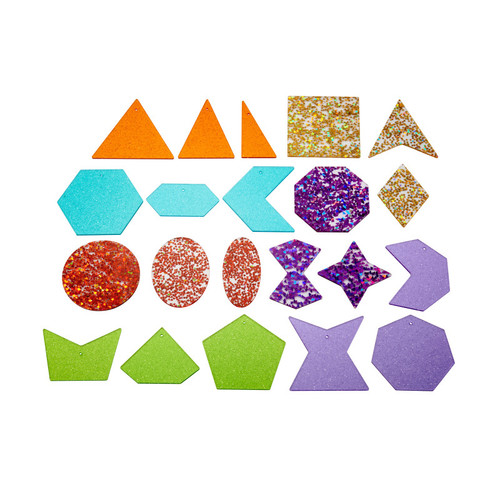 Tickit Rainbow Glitter Shapes - Set Of 21 - 7 Colors - Explore Colors And Early Geometry CTU72622