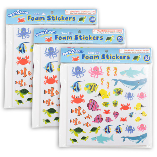 Ready Foam Stickers, Sea Life, 168 Per Pack, 3 Packs CTUCE10065-3