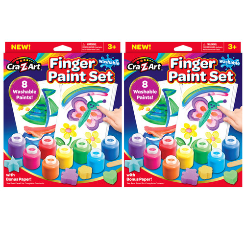 Cra-Z-Art Washable Finger Paints Set, 8 Colors Per Set, 2 Sets CZA124064-2