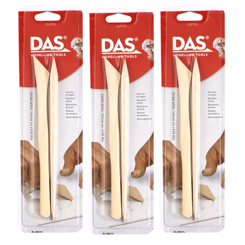 Das Modeling Clay Tools, Hardwood Set, 2 Pieces Per Set, 3 Sets DASF345000-3